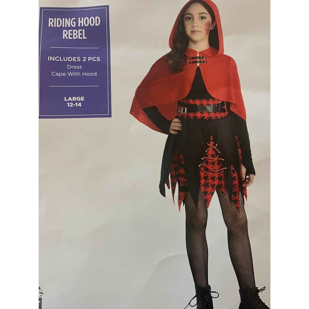 Suit Yourself NWT Riding Hood Rebel Girls 12-14 Red Cape Dress Halloween Costume